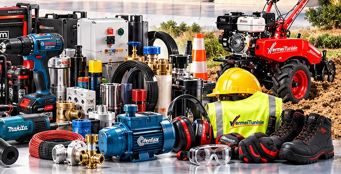 Outillage, pompes et équipements de protection disponibles chez VERMEI Tunisie